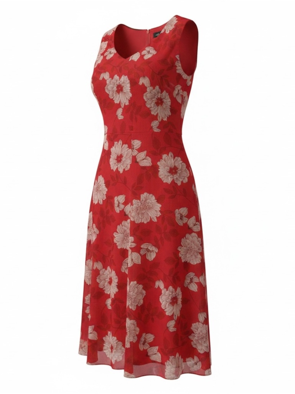 Vince Camuto Red Floral Sleeveless Midi Dress